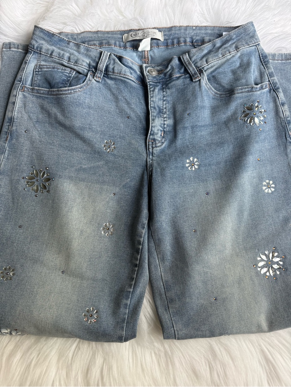 Cato Light Blue Embellished Ankle Jeans